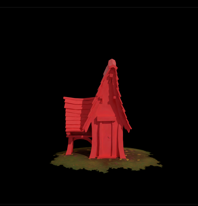 A 3D model displaying incorrect red materials